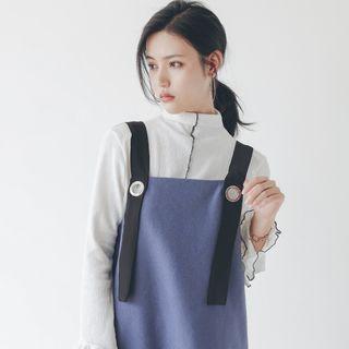 Frill Trim Long-sleeve Mock-neck Top