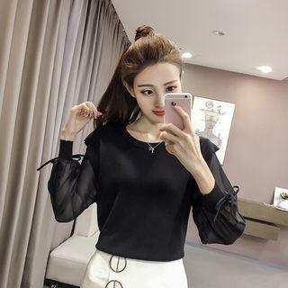 Tie-cuff Ruffle Blouse