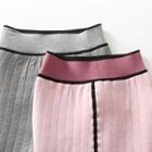 Fleece-lined Skinny Pants Pink - One Size