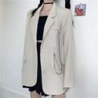 Chain-accent Lapel Collar Plain Blazer