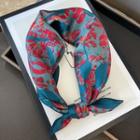 Floral Print Scarf Red Floral - Blue - One Size