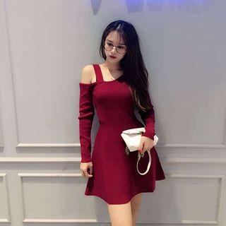 Cold Shoulder A-line Knit Dress