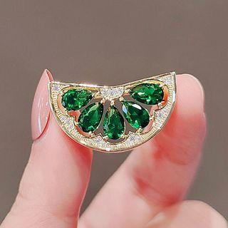 Rhinestone Lime Brooch Ly2187 - Green - One Size