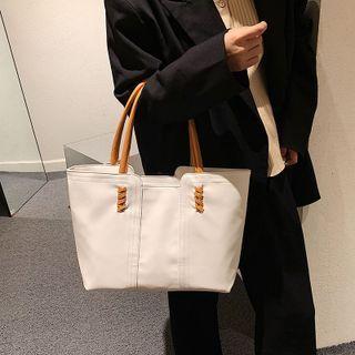 Faux Leather Lace Up Tote Bag