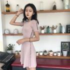 Stitch Detail Short Sleeve Knit Dress