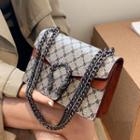 Lettering Flap Crossbody Bag Gray & Brown - One Size