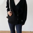 Button-side Convertible Cardigan Black - One Size