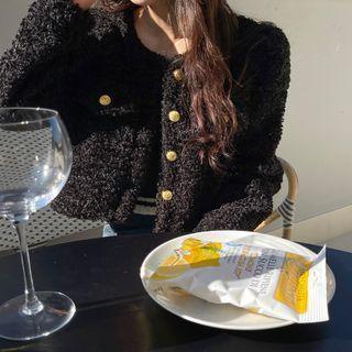 Button-up Crop Boucl  Jacket