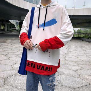 Colored Panel Print Hoodie