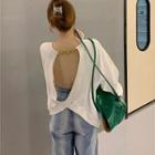 Open-back Long-sleeve Loose-fit Top - 2 Colors
