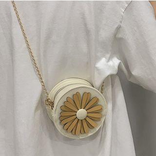 Flower Detail Round Crossbody Bag