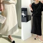 Napped Dual-pocket Long Skirt