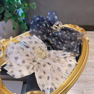 Polka Dot Mesh Bow Hair Claw