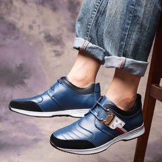 Faux Leather Buckled Lace Up Shoes