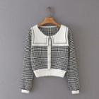 Sailor Collar Plaid Cropped Sweater