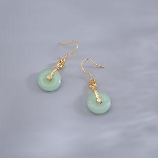 Faux Gemstone Sterling Silver Dangle Earring 1 Pair - Green & Gold - One Size