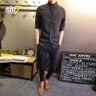 Set: 3/4-sleeve Shirt + Slim Fit Pants