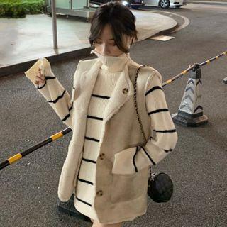 Striped Turtle Neck Sweater / Fleece Vest