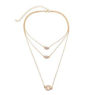 Rhinestone Star Layered Necklace 2981 - Gold - One Size