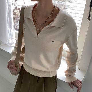Collared Pastel Tone Knit Top