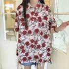 Printed Short-sleeve Button-up Shirt