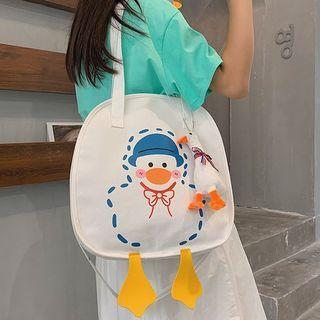 Cartoon Duck Print Tote Bag