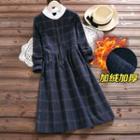 Long-sleeve Check Fleece-lined Dress