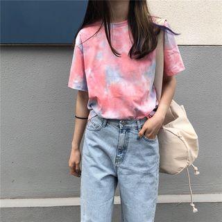 Tie Dye Short-sleeve T-shirt As Shown In Figure - One Size