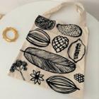 Leaf Print Canvas Shopper Bag Open Top - One Size