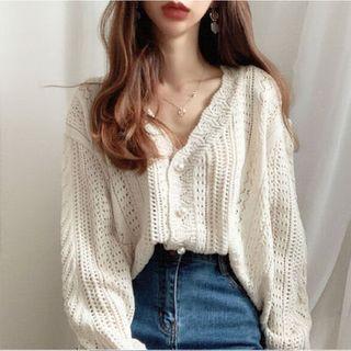 Cutout Long-sleeve Knit Jacket