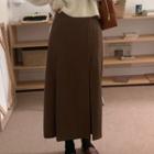 High-waist Plain Midi A-line Skirt Skirt - Coffee - One Size