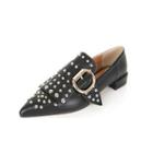 Pointy-toe Buckled Studded Loafers