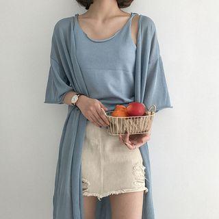 Set: Knit Tank Top + Long Cardigan