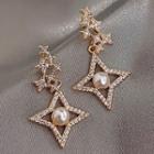 Star Faux Pearl Alloy Dangle Earring 1 Pair - Star - Gold - One Size