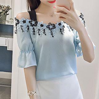Off-shoulder Crochet Trim Top