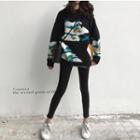 Loose-fit Printed Knit Sweater Black - One Size