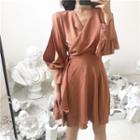 Slit-sleeve A-line Dress