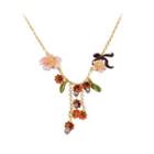 Fashion And Elegant Plated Gold Enamel Lily Of The Valley Tassel Necklace With Imitation Pearls Golden - One Size