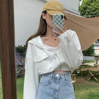 Cropped Long-sleeve Hooded Jacket