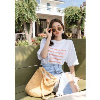Lettering Wide-sleeve T-shirt