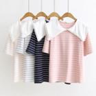 Collared Striped Short-sleeve T-shirt