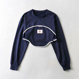 Set: Contrast Trim Cropped Sweatshirt + Camisole Top