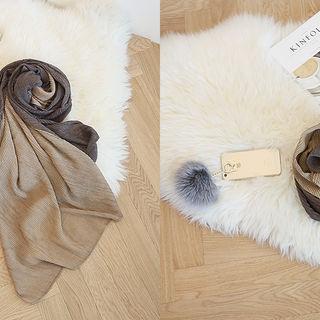 Accordion-pleat Light Scarf Brown - One Size