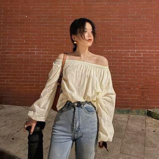 Off-shoulder Blouse Yellow - One Size
