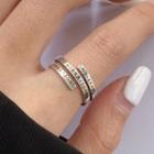 Lettering Embossed Layered Open Ring Silver - One Size