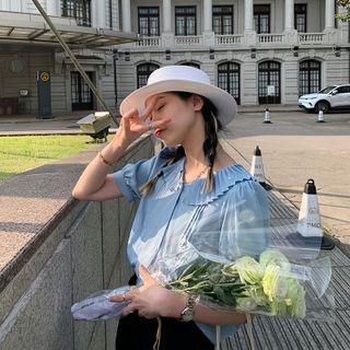 Short-sleeve Ruffled Blouse / Overall Dress