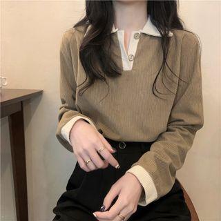 Long-sleeve Corduroy Polo-shirt