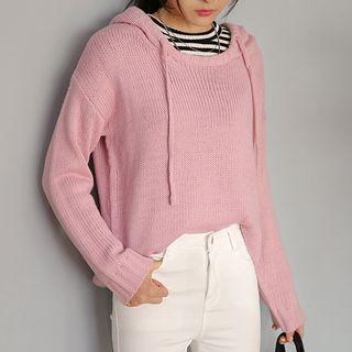 Hooded Round-neck Long-sleeve Knit Top
