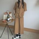 Elbow-sleeve Shirt / Maxi A-line Skirt