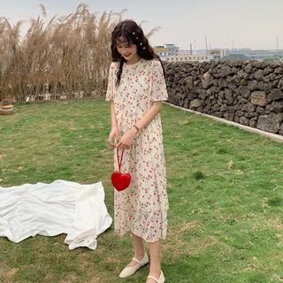 Short-sleeve Floral Print Dress As Shown In Figure - One Size